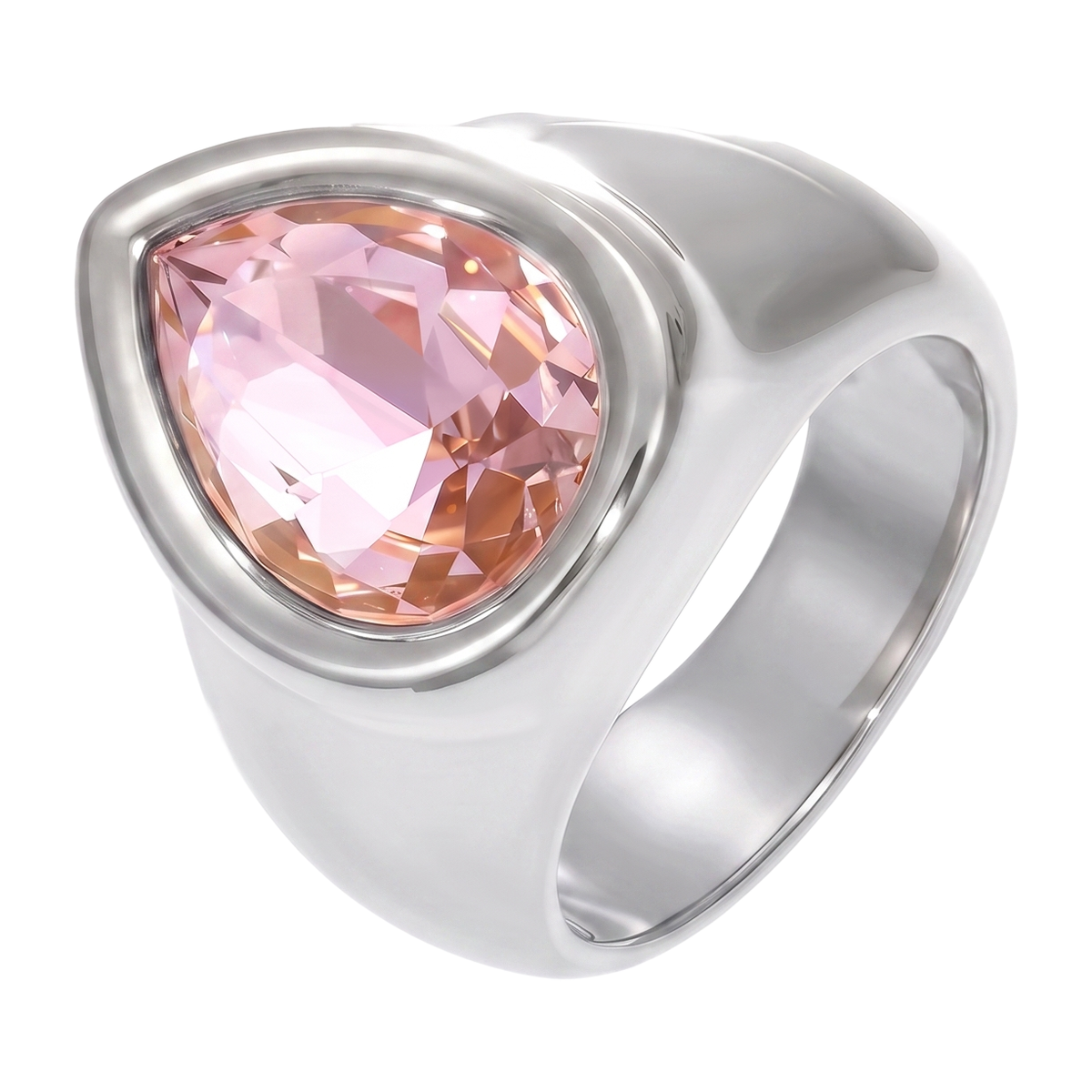 Sunoire wholesale luxury 18k gold stainless steel fashion rings for women water drop shaped czech diamond zircon jewelry 03 flatlay silverpink