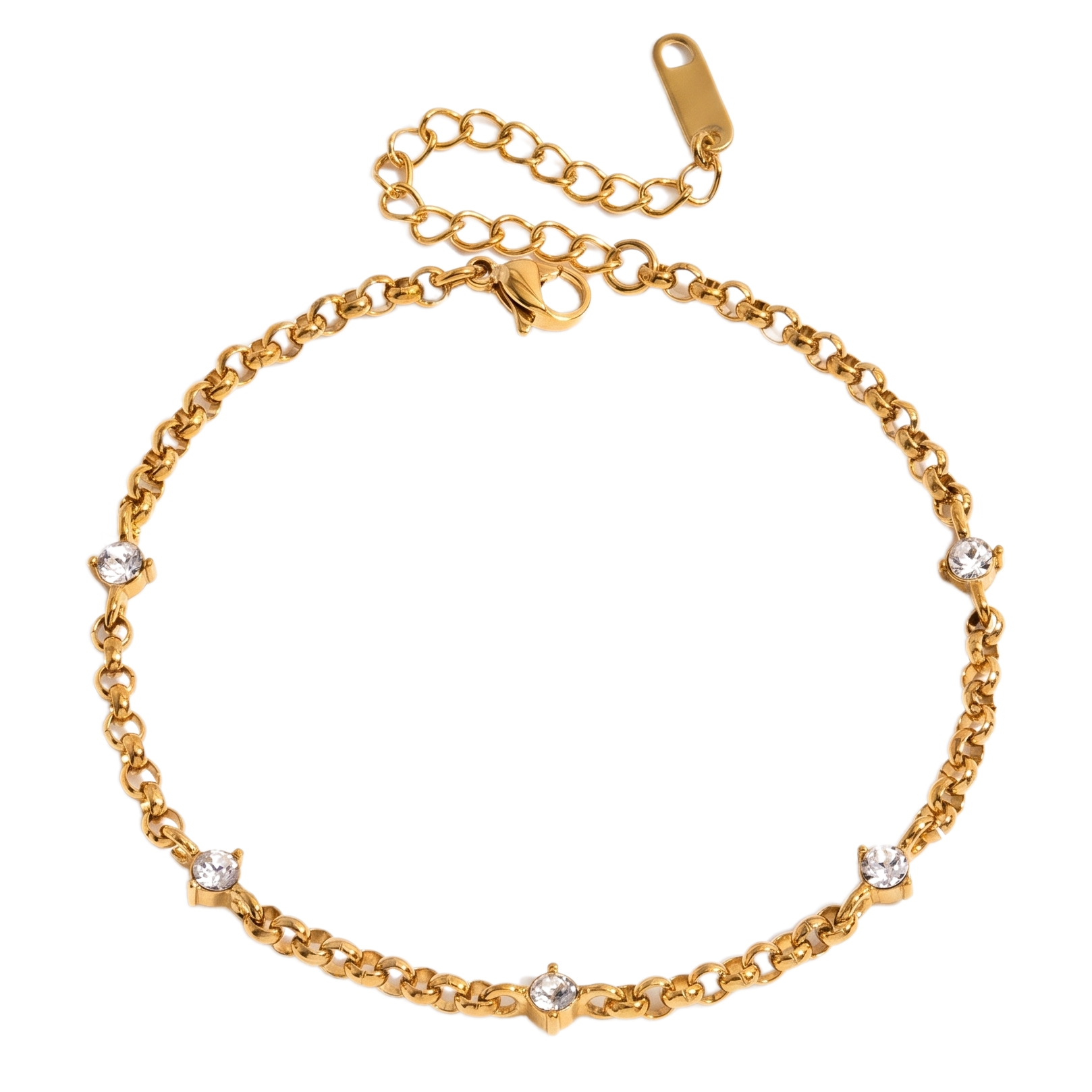 Sunoire jd women minimalist multi bracelet 18k gold round white zircon cross chain bracelet stackable jewelry gift 01 flatlay station chain