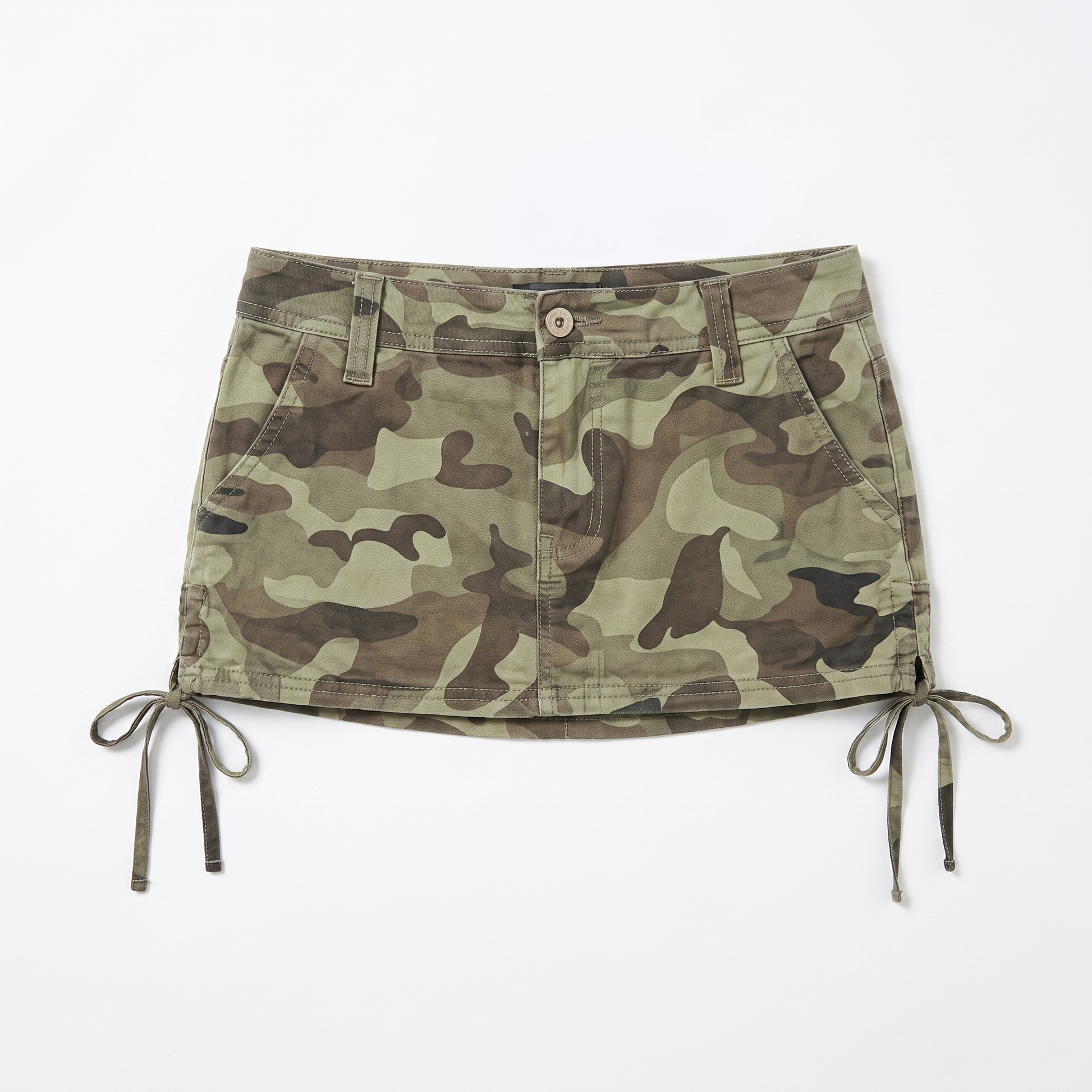 Sunoire carmen camo print skirt garment flatlay 01