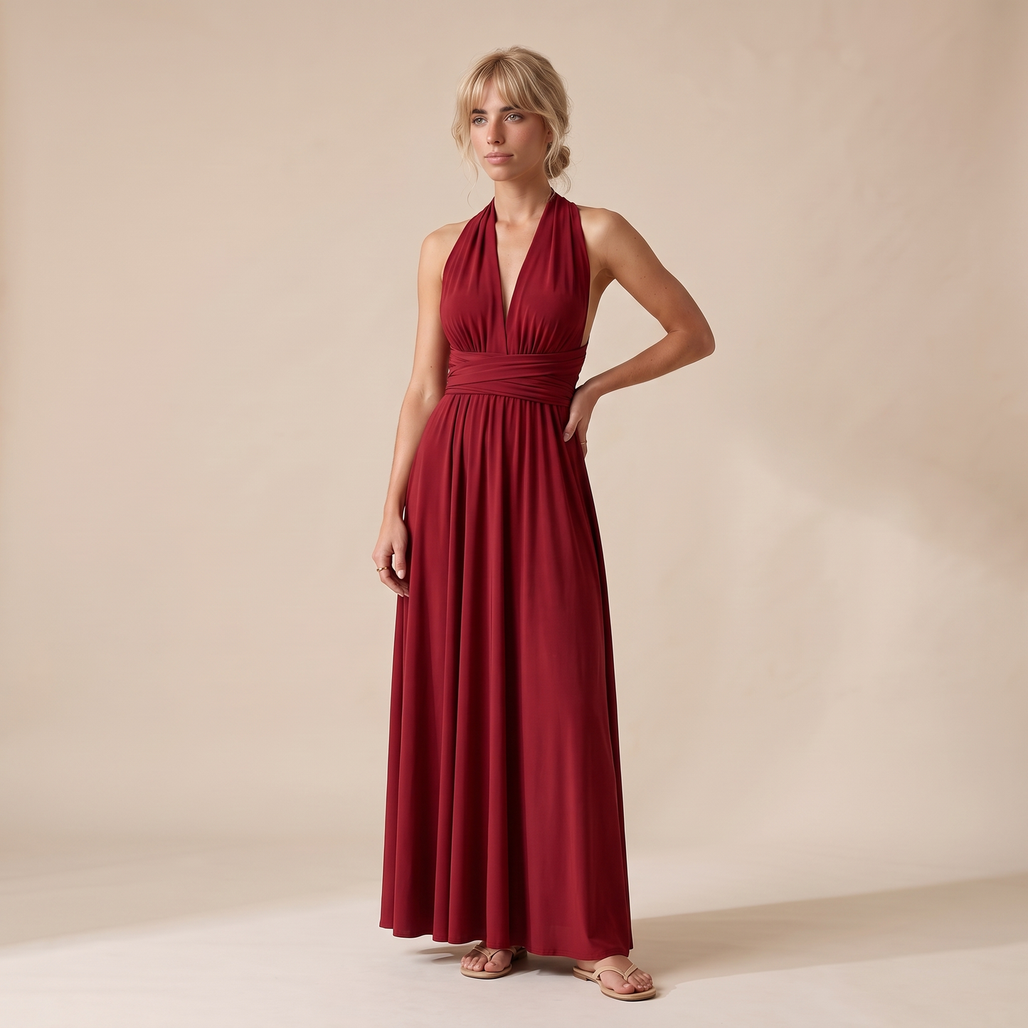 Sunoire carmen dress colorway deep red front hero 01