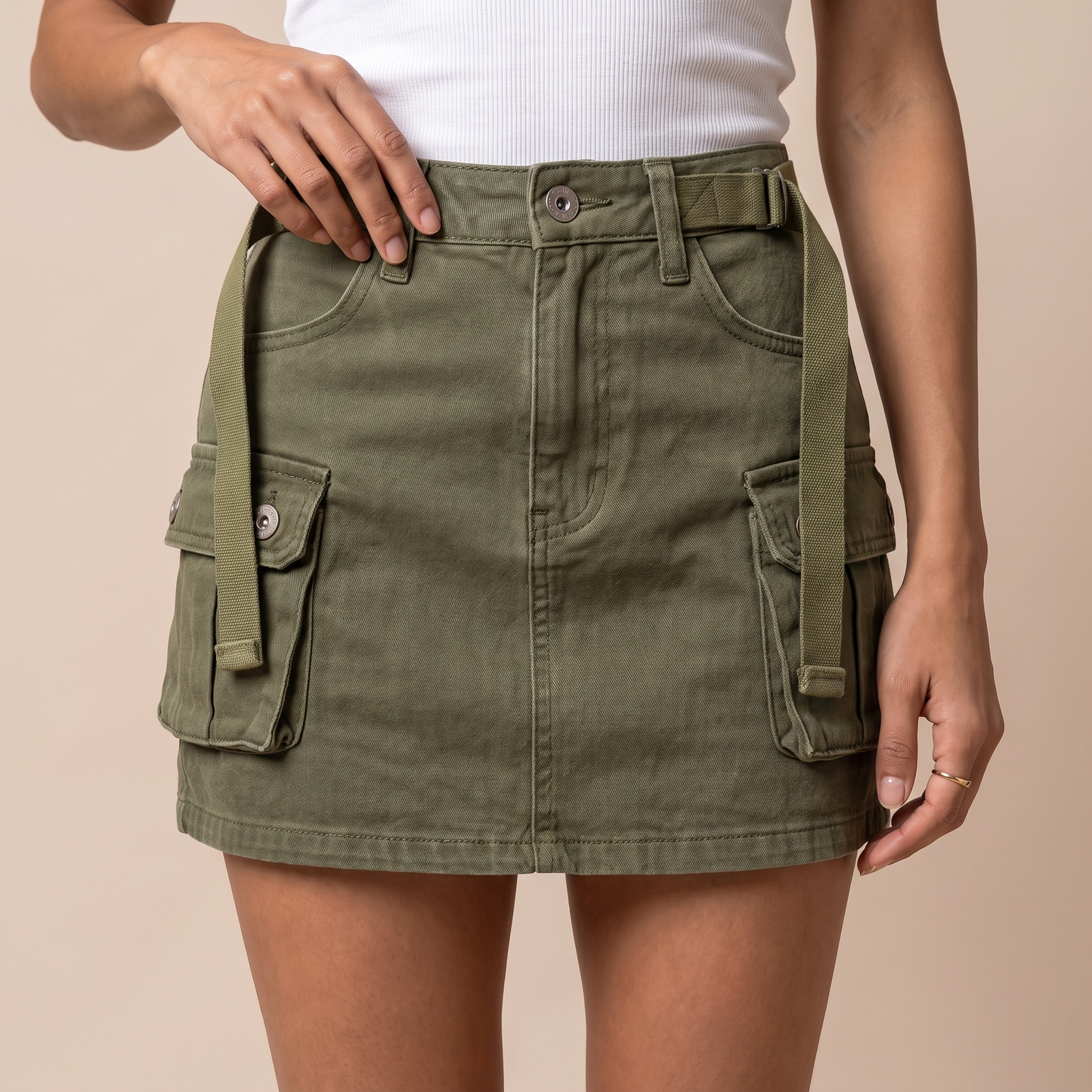 Sunoire celeste black denim skirt colorway olive front hero 01
