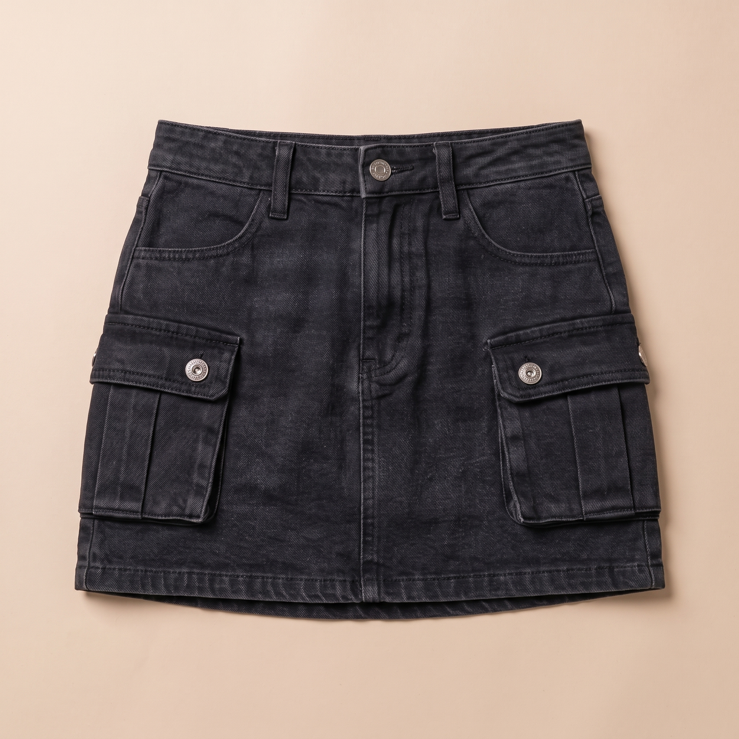 Sunoire celeste black denim skirt garment flatlay 01