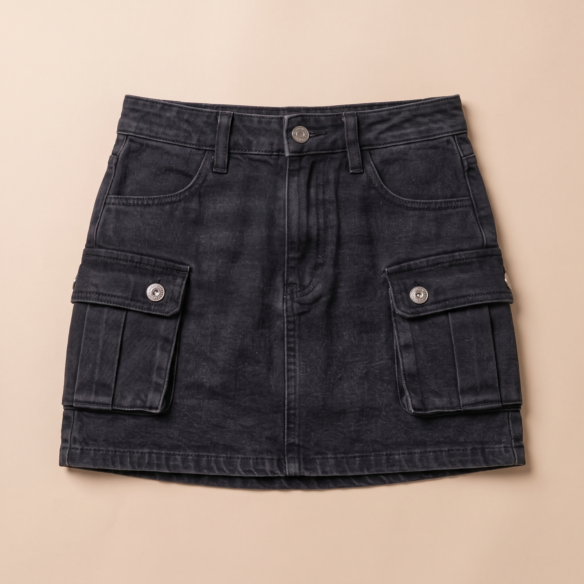 Sunoire celeste black denim skirt garment flatlay 01