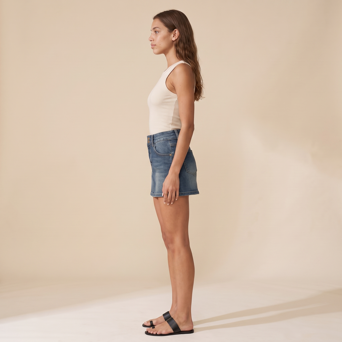 Sunoire celeste blue denim set side view 01