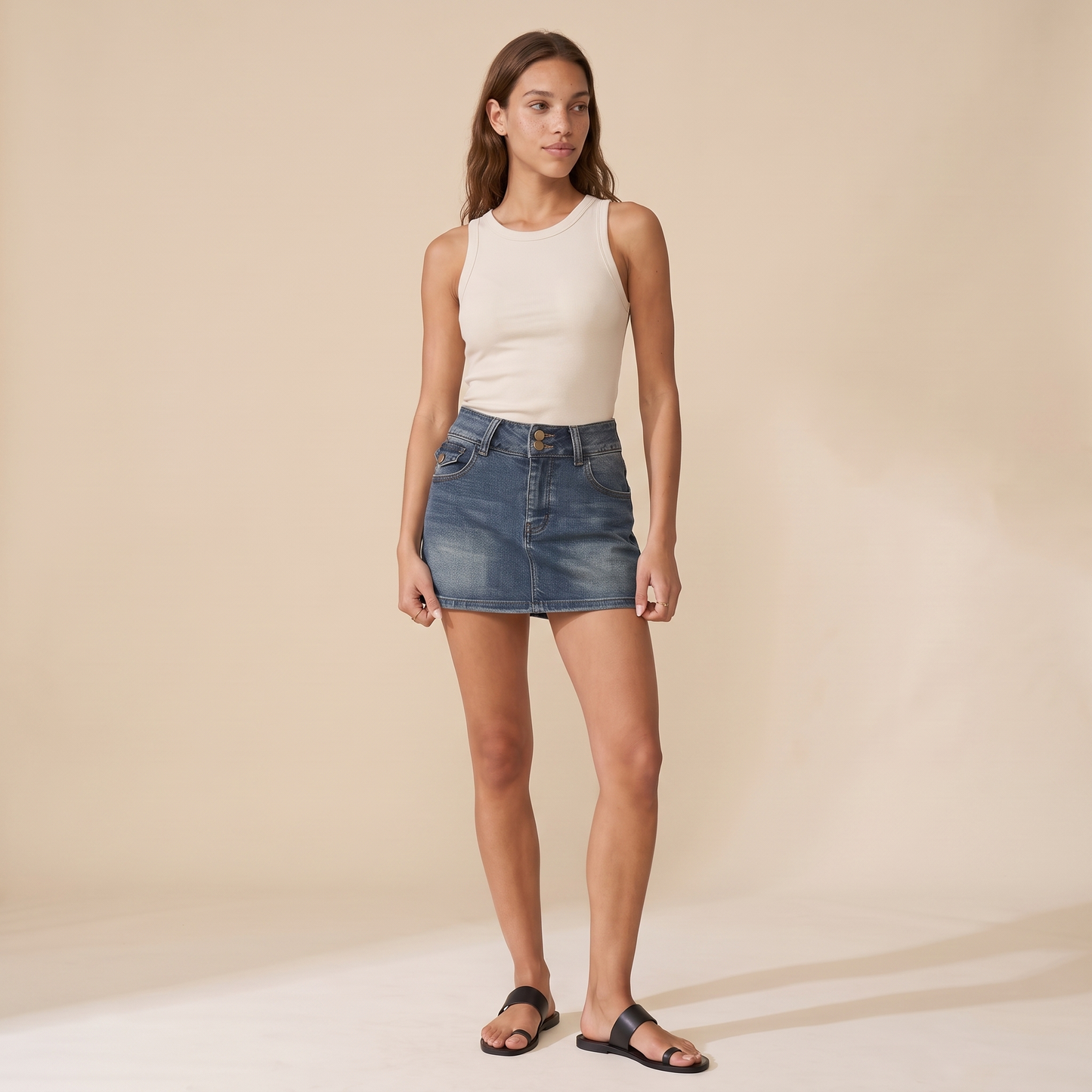 Sunoire celeste blue denim set three quarter 01