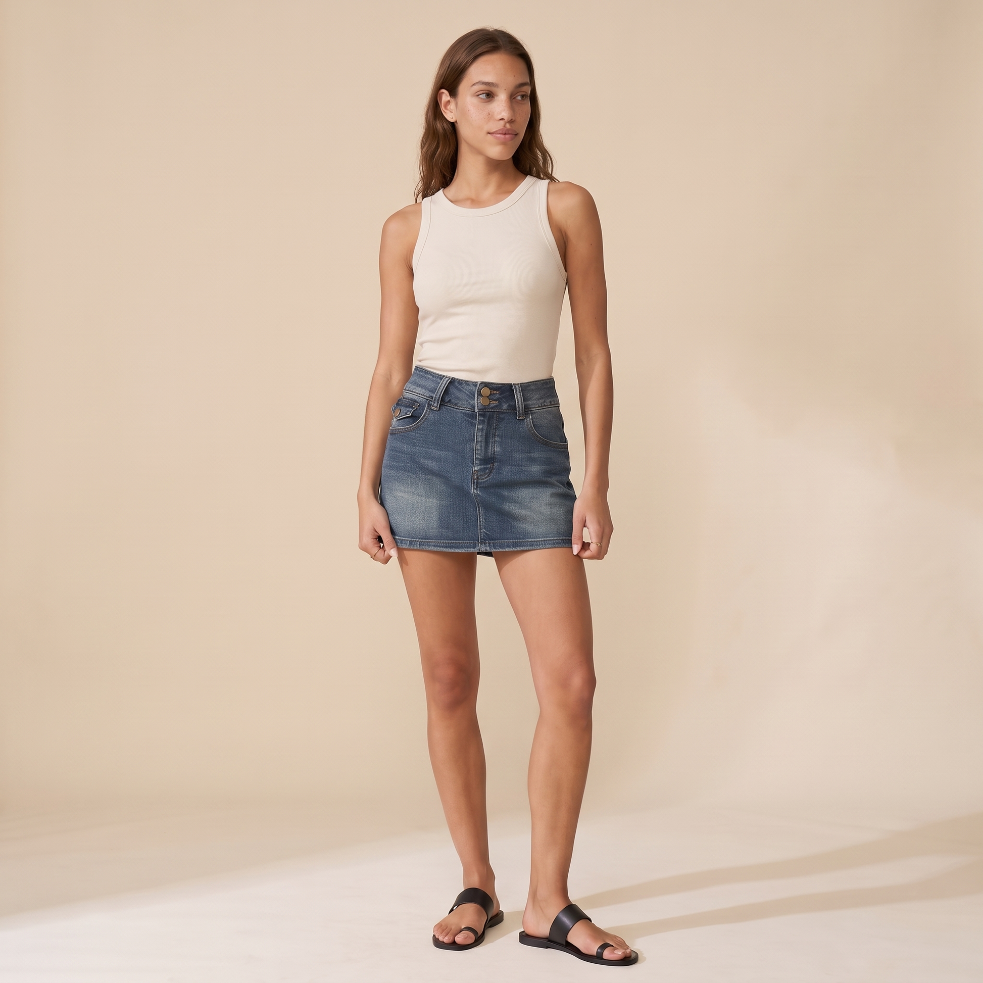 Sunoire celeste blue denim set three quarter 01