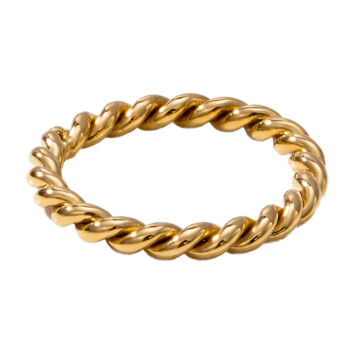 Sunoire yf2790 wholesale minimalist 18k pvd gold plated tarnish free jewelry stainless steel thick twist wave finger ring for women 01 flatlay gold