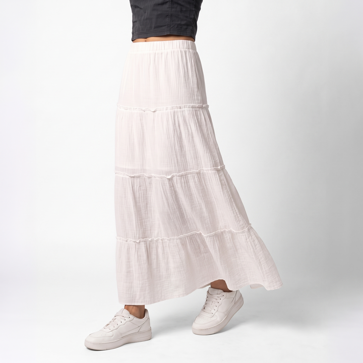 Sunoire charlotte cotton tiered maxi skirt bottom crop 3q 01
