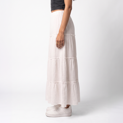 Sunoire charlotte cotton tiered maxi skirt bottom side crop 01