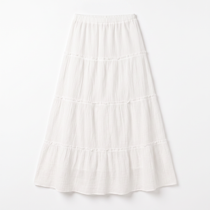Sunoire charlotte cotton tiered maxi skirt garment flatlay 01