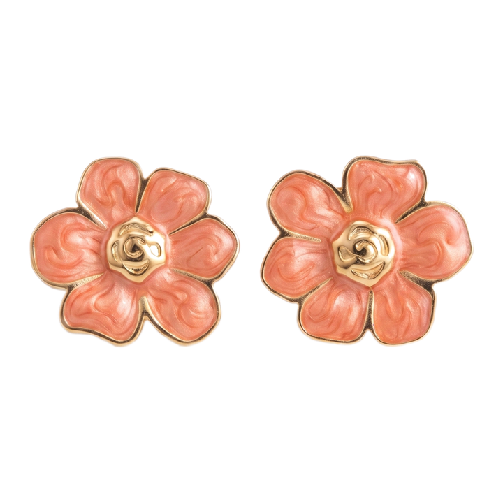 Chessa White Floral Earrings — Coral