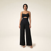 Sunoire chicme womens cut out waist cami jumpsuit backless tie back lantern romper ruched high waist summer jumpsuit front hero 01