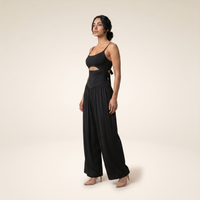 Sunoire chicme womens cut out waist cami jumpsuit backless tie back lantern romper ruched high waist summer jumpsuit three quarter 01