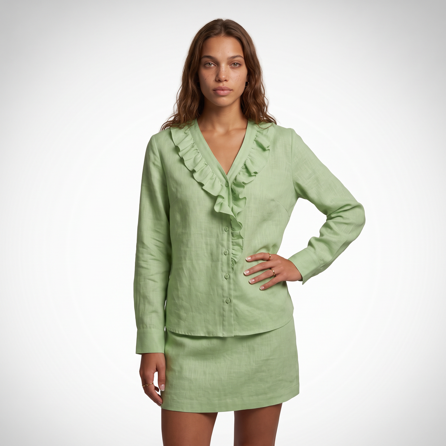 Sunoire chloe blouse colorway green front crop 01