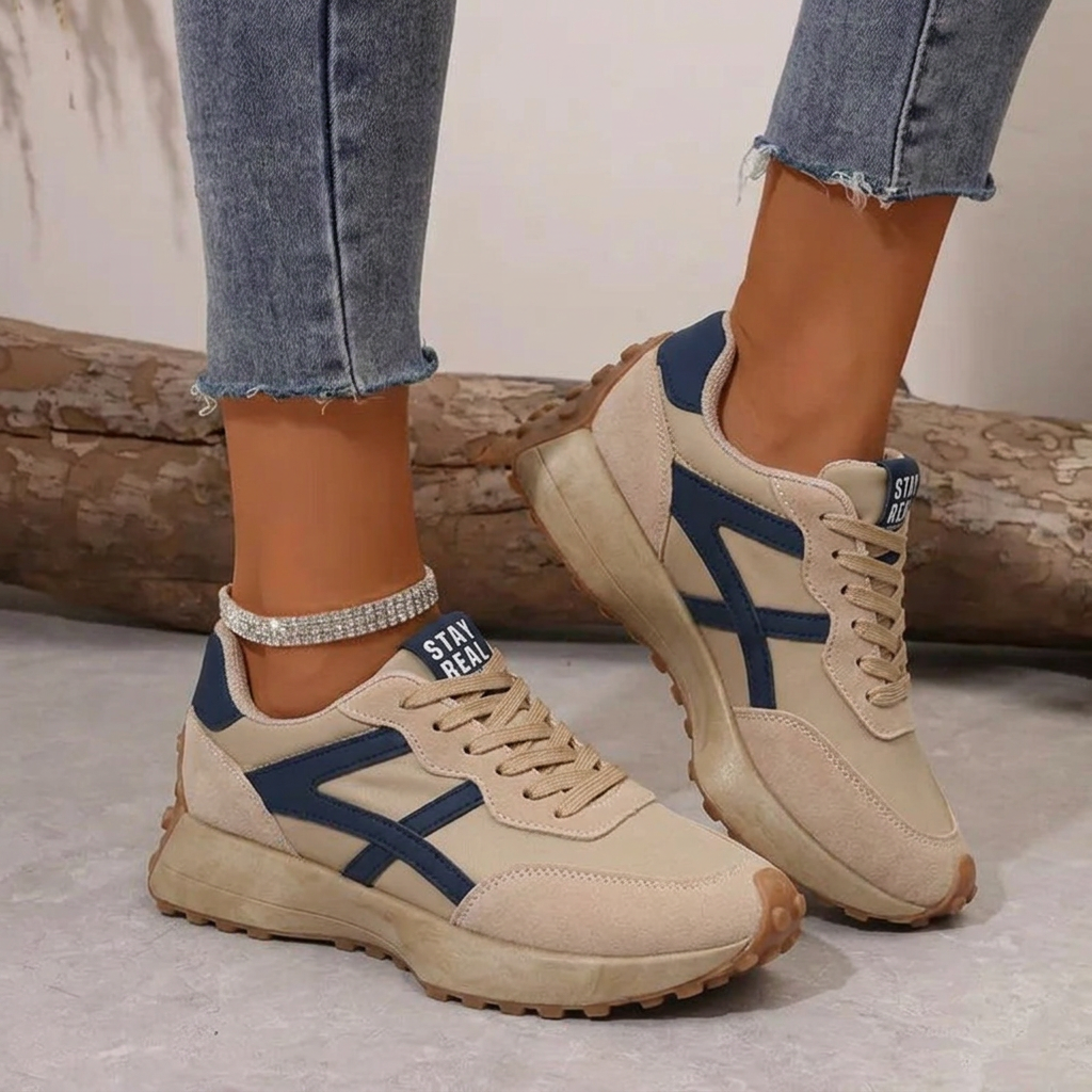 Rylena | Orthopaedic Comfort Trainers in Beige - Blue
