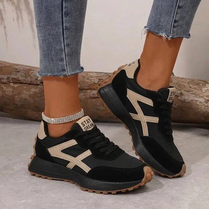 Rylena | Orthopaedic Comfort Trainers in Beige - Blue, another view