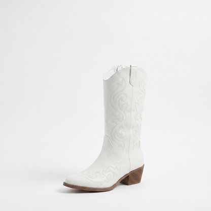 cowboy boots knee high block heel in White colorway image