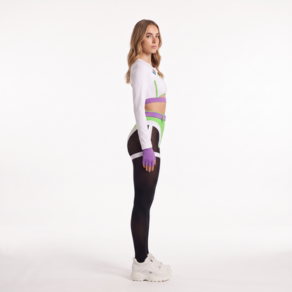 Sunoire colour block long sleeve bodysuit set side view 01