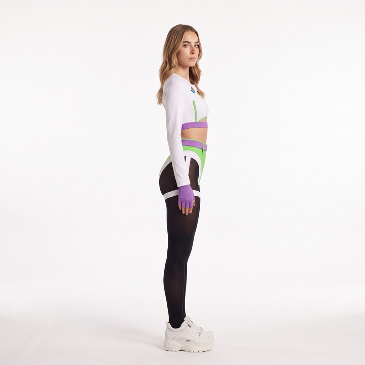 Sunoire colour block long sleeve bodysuit set side view 01