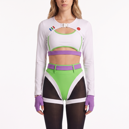 Sunoire colour block long sleeve bodysuit set torso crop 01