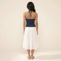 Sunoire cotton blend halter neck ruched front cami top back view 01