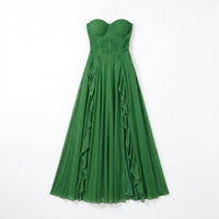 Sunoire craven strapless ruched mesh maxi dress mannequin green 01