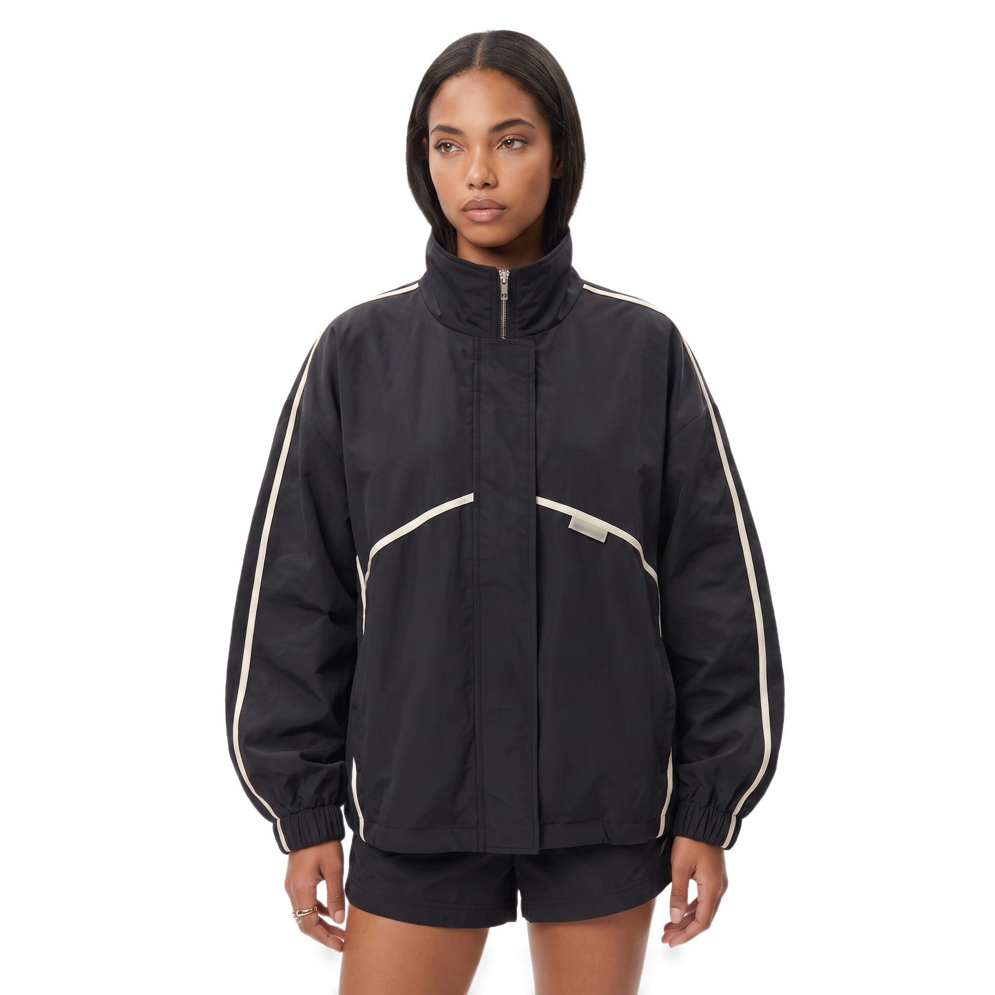 Sunoire black cropped trench jacket top front crop 01