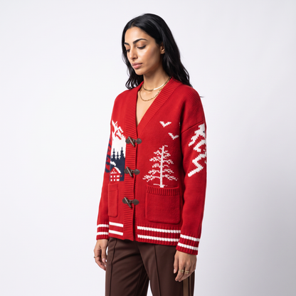 Sunoire custom jacquard knit cardigan sweater for women novelty pattern cotton cardigan oem wholesale knitwear top crop 3q 01