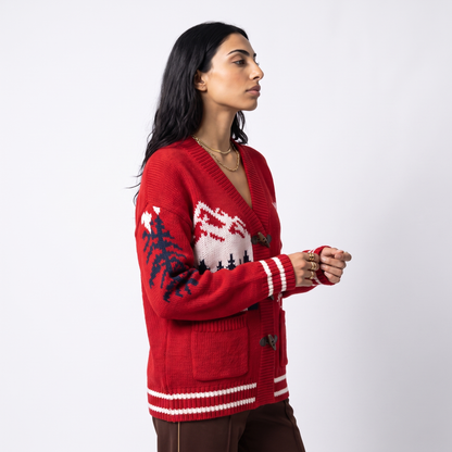 Sunoire custom jacquard knit cardigan sweater for women novelty pattern cotton cardigan oem wholesale knitwear top side crop 01