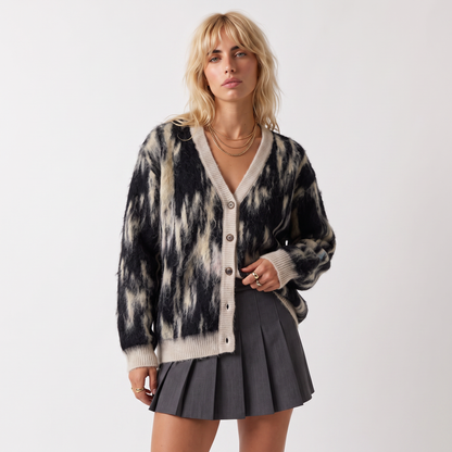 Sunoire custom logo mohair sweater men casual knitwear alpaca wool blend jumper winter knitted jacket coat fuzzy cardigan mohair sweater colorway black front crop 01