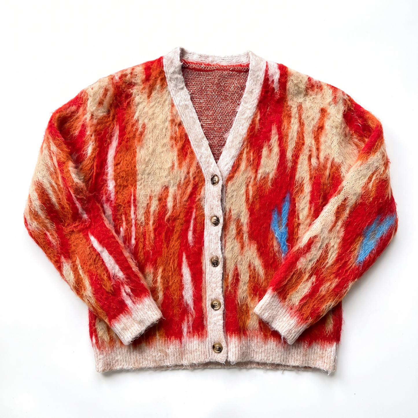 Sunoire custom logo mohair sweater men casual knitwear alpaca wool blend jumper winter knitted jacket coat fuzzy cardigan mohair sweater garment flatlay 01