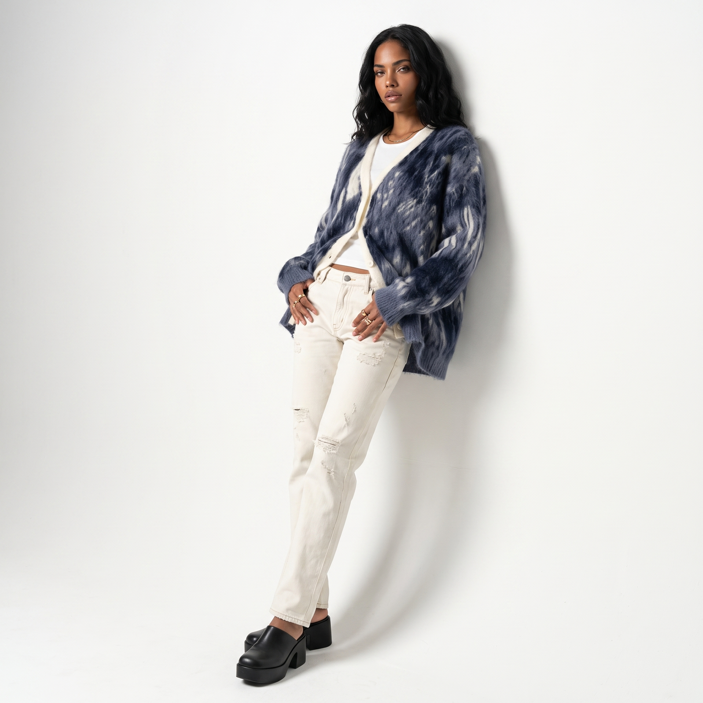 Sunoire custom oem odm mohair men s thick zipper closure fuzzy knit winter cardigan sweater with long sleeves front hero 01