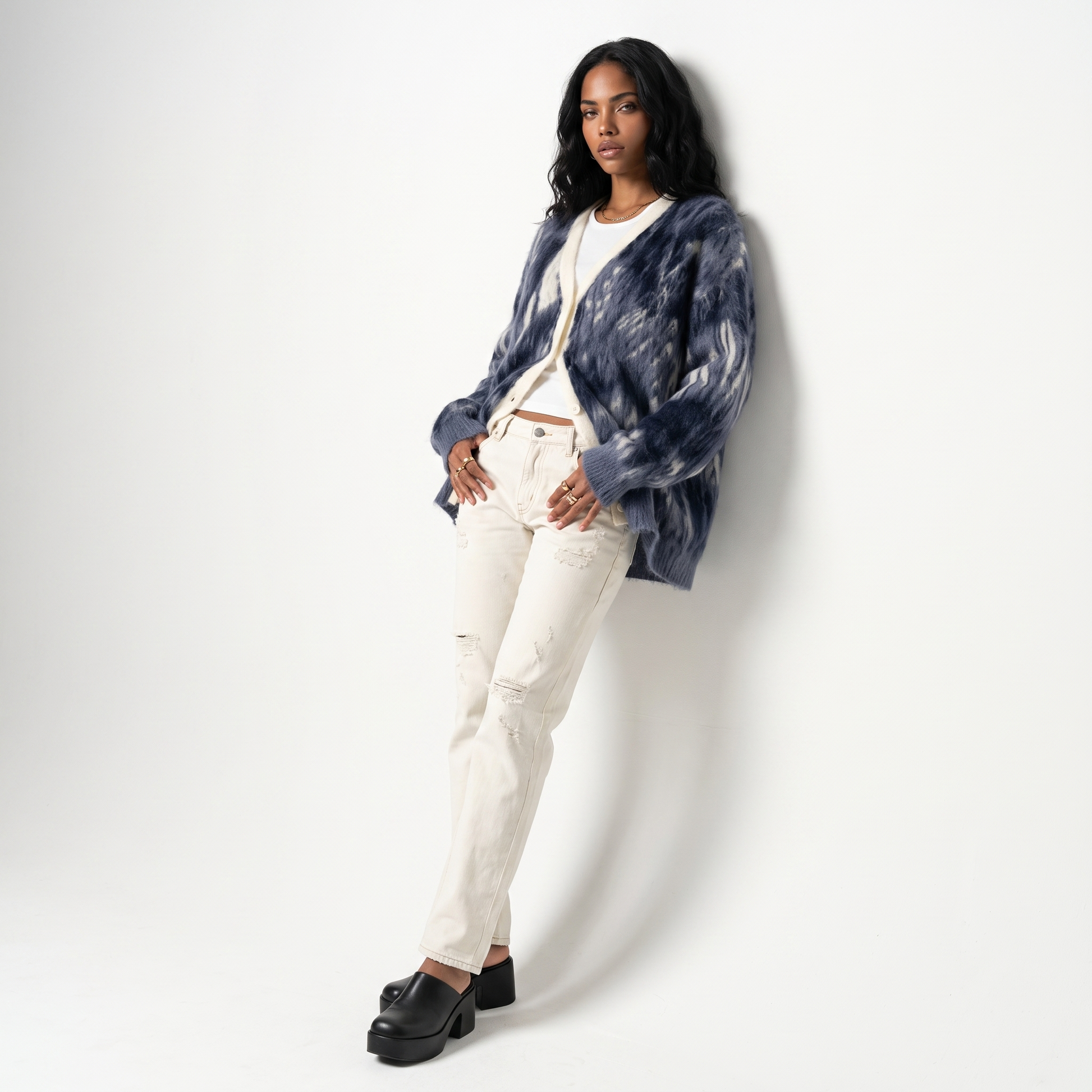Sunoire custom oem odm mohair men s thick zipper closure fuzzy knit winter cardigan sweater with long sleeves front hero 01