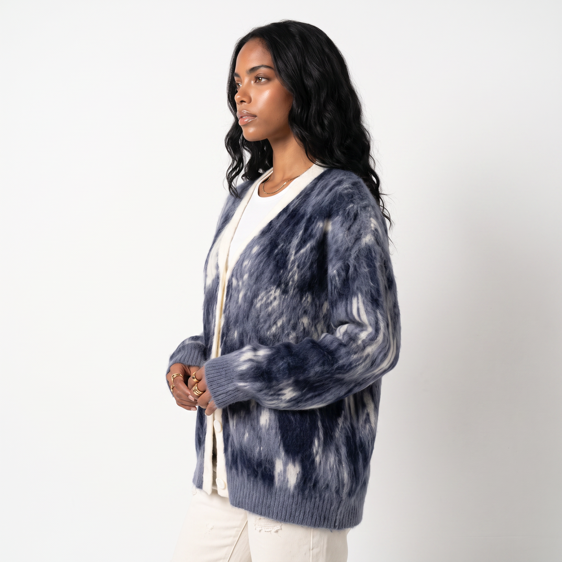 Sunoire custom oem odm mohair men s thick zipper closure fuzzy knit winter cardigan sweater with long sleeves top side crop 01
