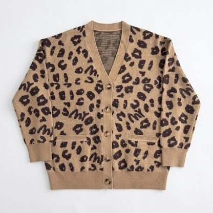 Sunoire custom sweater women high quality v neck knitwear wool oversize sweater clothes fashion knitted print leopard sweater cardigans garment flatlay 01