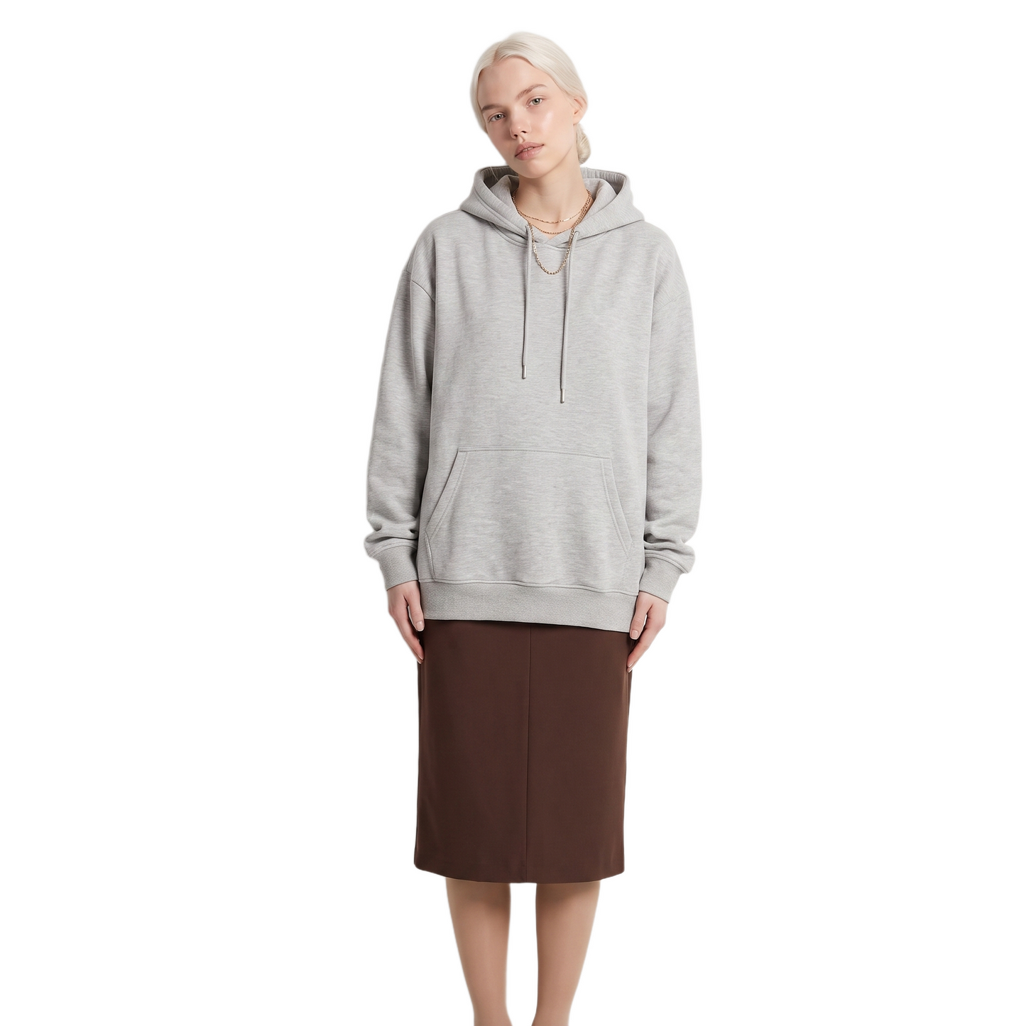 Sunoire customizable men s women s oversized cotton hoodie autumn winter new unlined design 300g fabric weight long length oem service colorway gray front hero 01