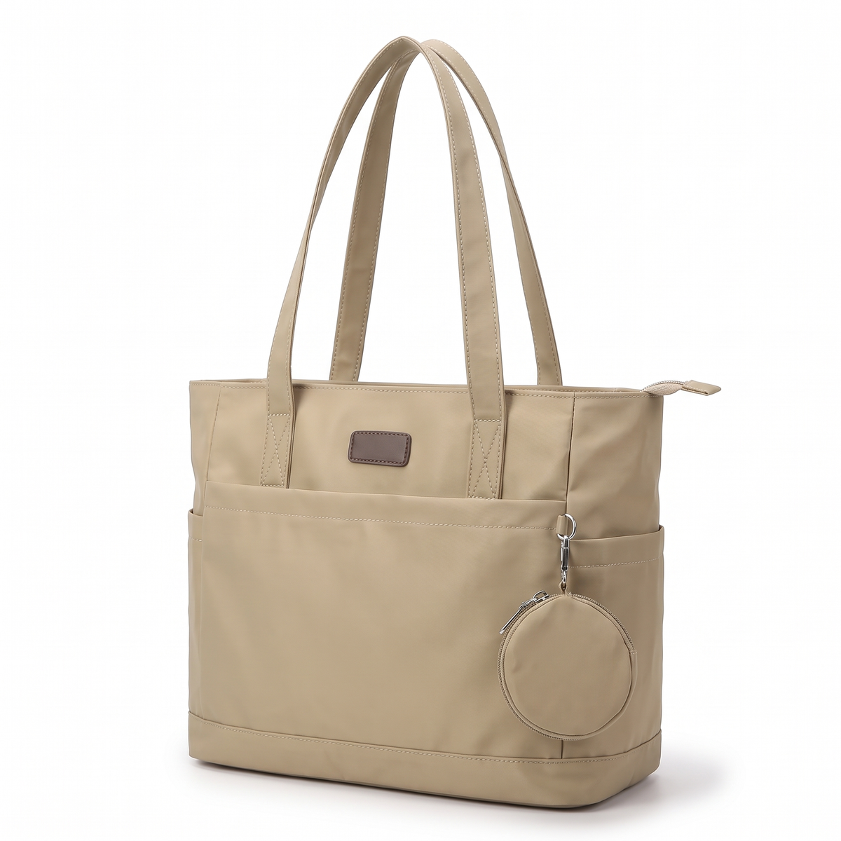 Women's Nylon Structured Tote Bag, three-quarter view