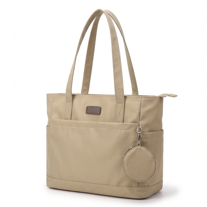 Women's Nylon Structured Tote Bag, three-quarter view