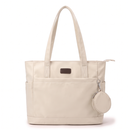 Sunoire customized style logo waterproof large nylon tote bag high quality zipper bag designer women s shoulder bags tote bag colorway cream white