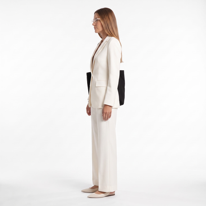 Single Button Blazer Trouser Set, Tailored Office Two Piece Suit, Side