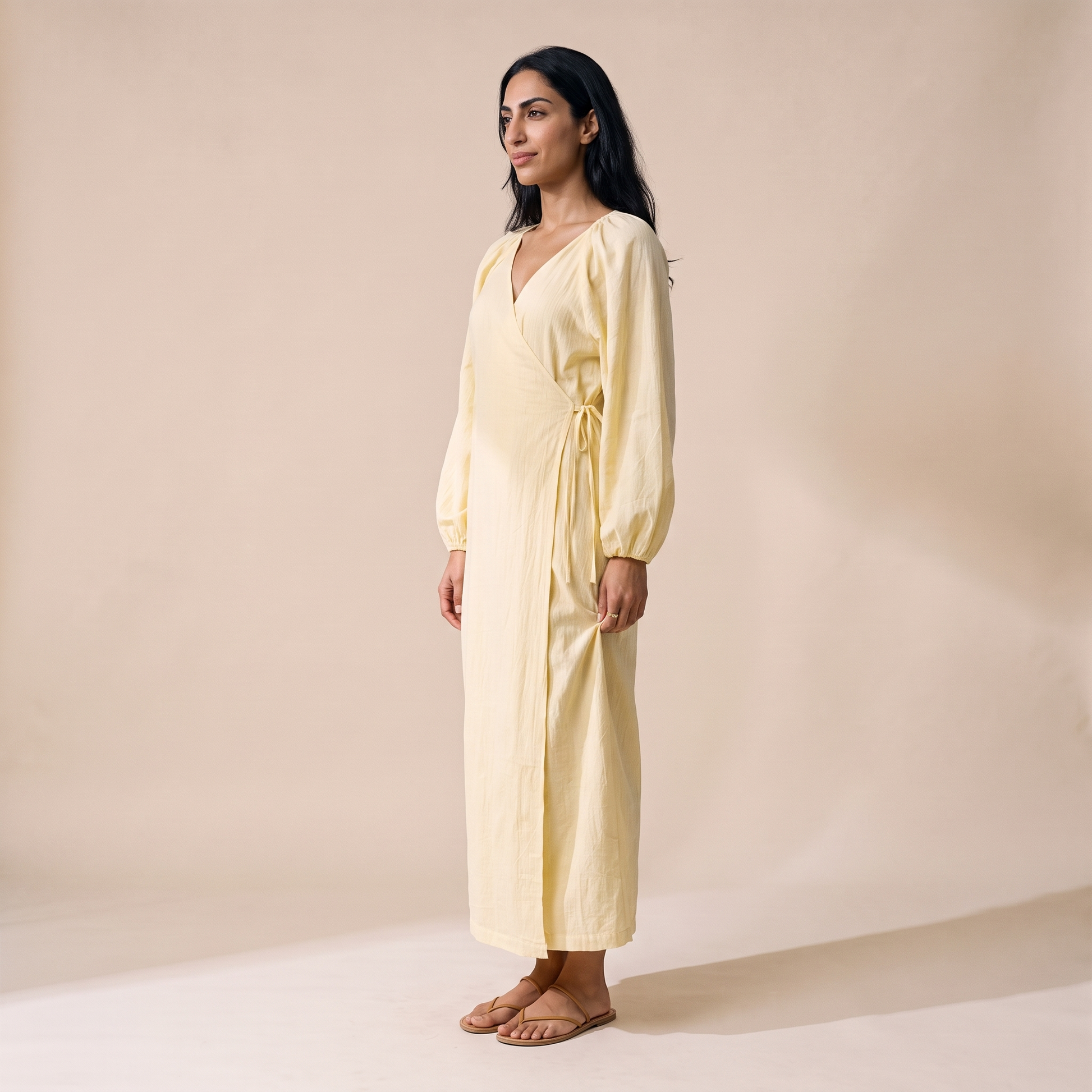 Sunoire cynzia yellow dress three quarter 01