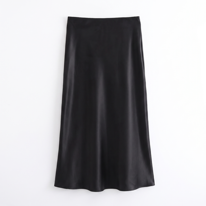 Sunoire damesrok 2026 satijnen rok dames hoge taille lan 60966d3b garment flatlay 01