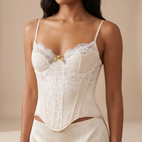 Sunoire danyale spaghetti lace satin skirt set detail 01