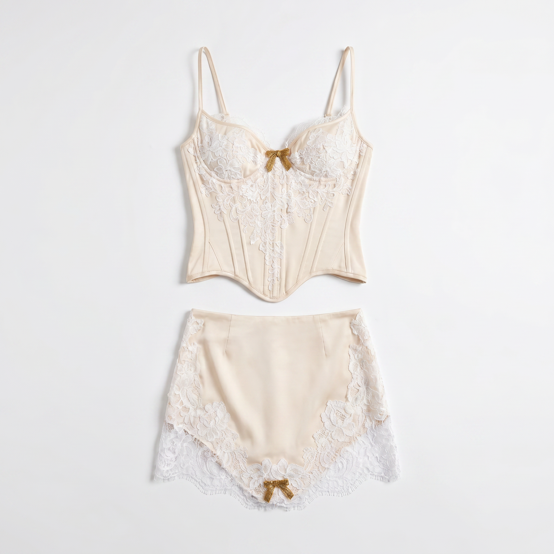 Sunoire danyale spaghetti lace satin skirt set mannequin default 01