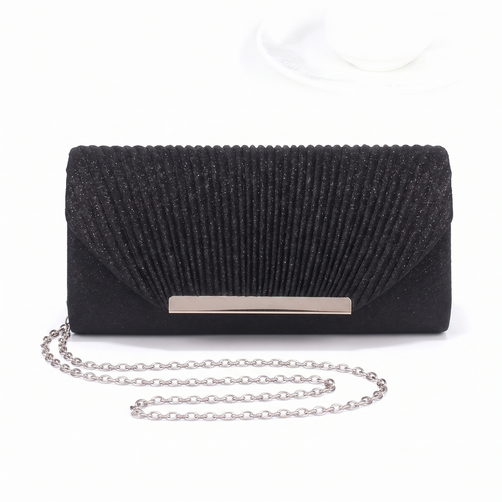 Sunoire delphine black glitter clutch bag 01 front