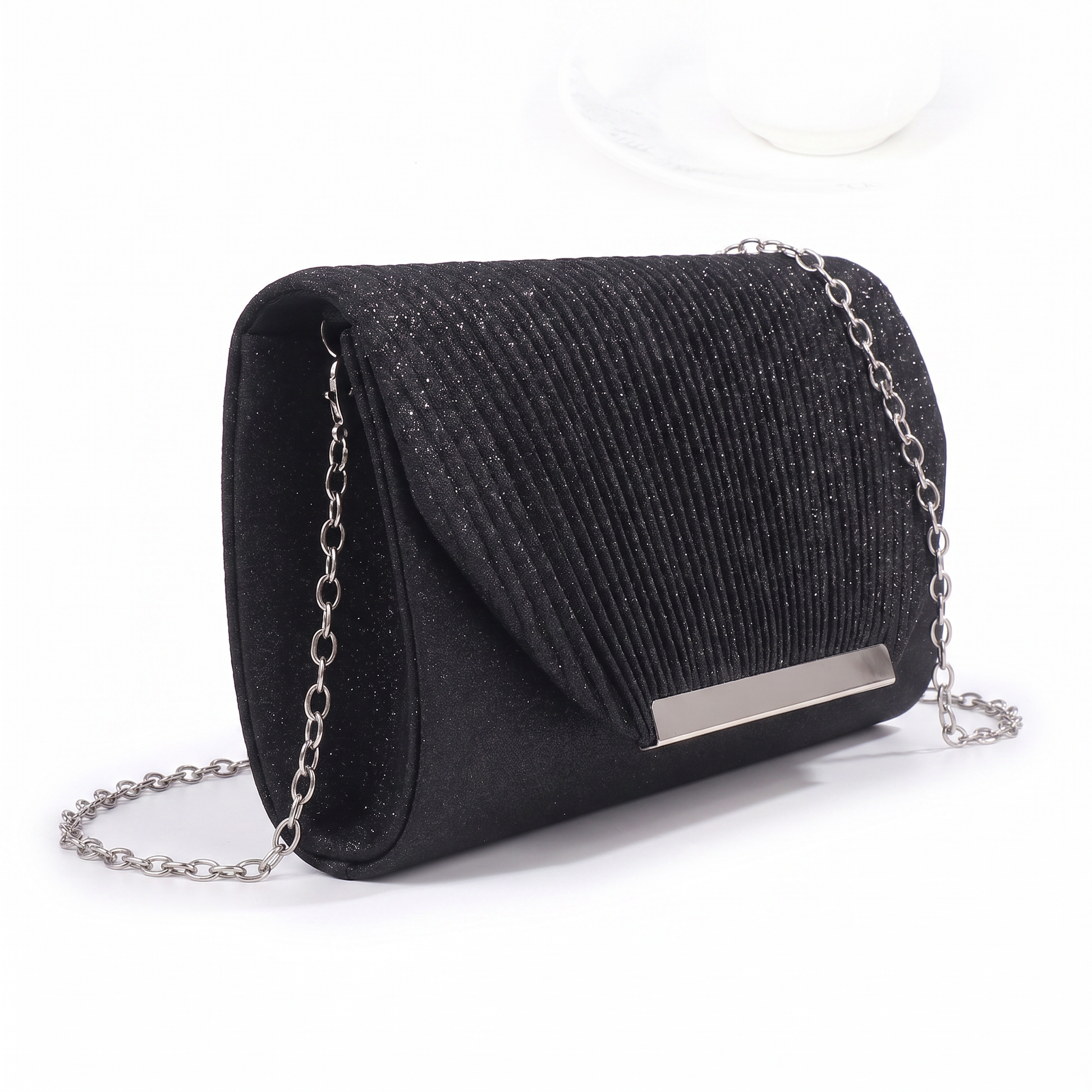 Sunoire delphine black glitter clutch bag 02 three quarter