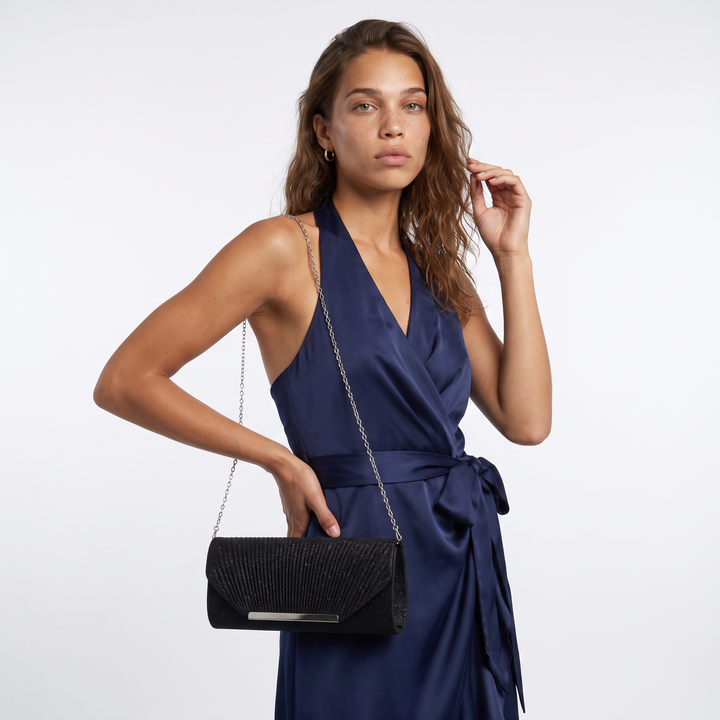 Sunoire delphine black glitter clutch bag 03 detail