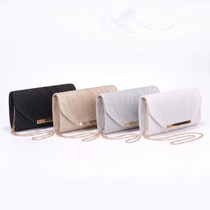 Sunoire delphine black glitter clutch bag collection flatlay - all colorways