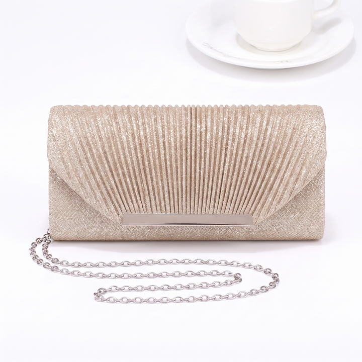 Sunoire delphine black glitter clutch bag colorway champagne front hero 01