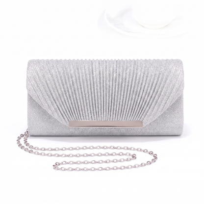 Sunoire delphine black glitter clutch bag colorway silver front hero 01